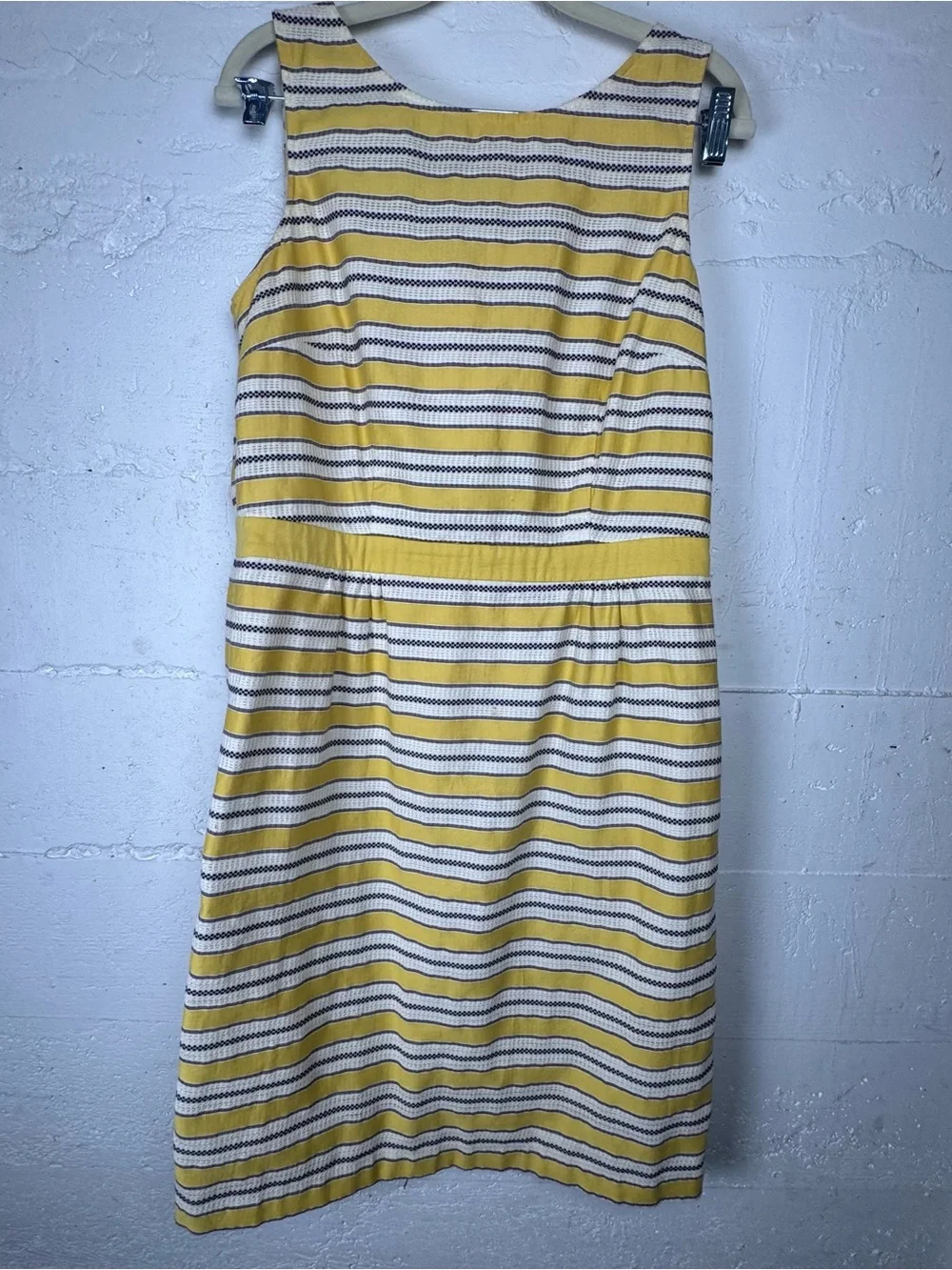 Boden Grace Yellow Purple Stripe Sheath Dress‎ sz Sleeveless Summer US 10 L